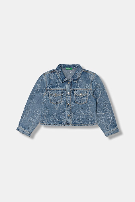 United Colors of Benetton džínová bunda dětská bavlněná modrá 2985GN04K