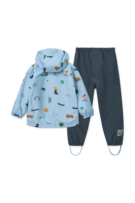 Liewood kurtka i spodnie dziecięce Pedia Rainwear Set kolor niebieski LW19909
