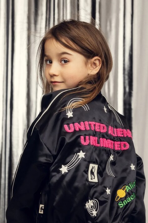 Mini Rodini kurtka bomber dziecięca United aliens kolor czarny 26210104