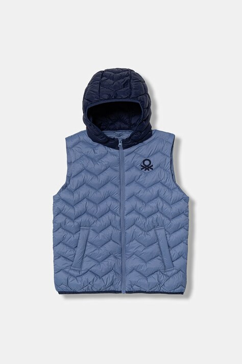United Colors of Benetton bezrękawnik z kapturem dziecięcy niebieski 2TWDCJ00R