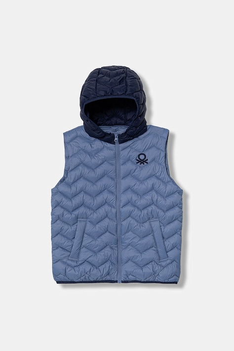 United Colors of Benetton bezrękawnik z kapturem dziecięcy niebieski 2TWDCJ00R