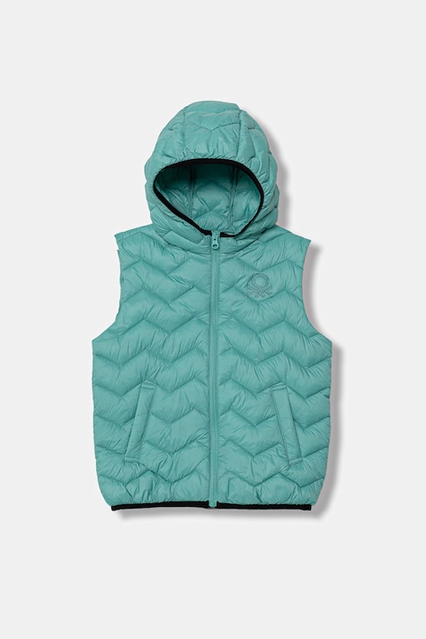 United Colors of Benetton bezrękawnik z kapturem dziecięcy zielony 2TWDCJ00R