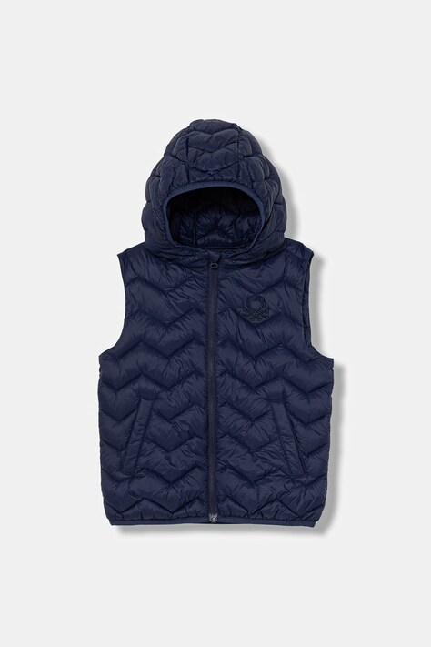 United Colors of Benetton bezrękawnik z kapturem dziecięcy granatowy 2TWDGJ00G