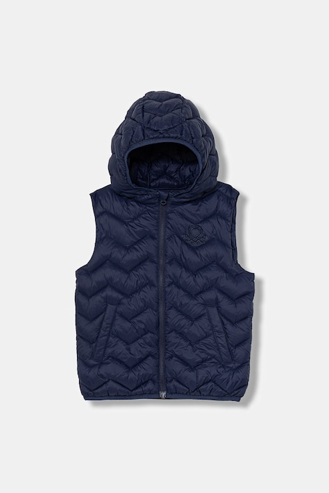 United Colors of Benetton bezrękawnik z kapturem dziecięcy granatowy 2TWDGJ00G