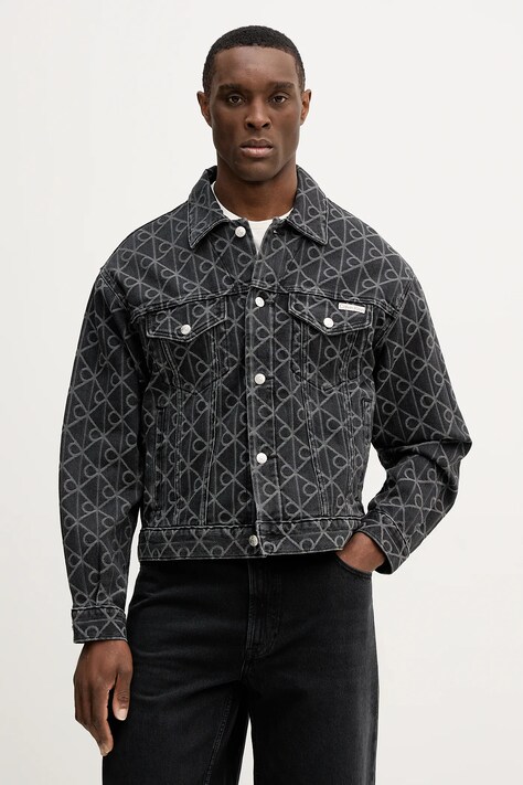 Calvin Klein Jeans kurtka jeansowa kolor czarny przejściowa LV04RE773G