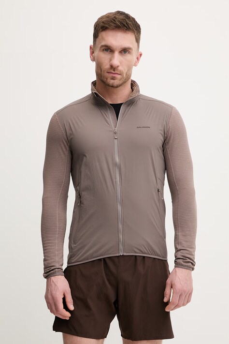 Salomon kurtka treningowa ESSENTIAL LIGHTWARM kolor brązowy przejściowa LC2644900