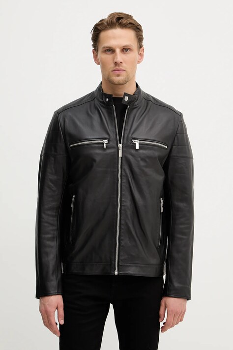 Karl Lagerfeld kurtka skórzana kolor czarny przejściowa 561421.555022