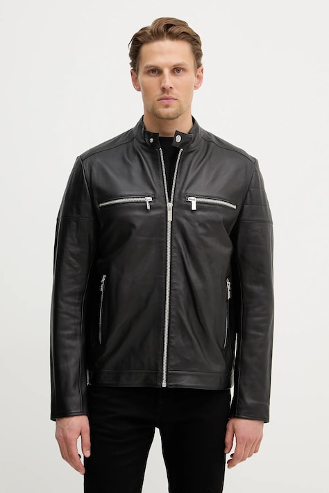 Karl Lagerfeld kurtka skórzana kolor czarny przejściowa 561421.555022