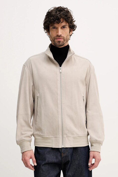 BOSS Orange kurtka zamszowa Jarip kolor szary przejściowa 50552111