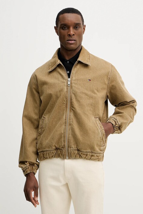 Tommy Hilfiger kurtka bawełniana kolor zielony przejściowa MW0MW42576