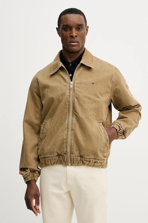 Tommy Hilfiger kurtka bawełniana kolor zielony przejściowa MW0MW42576