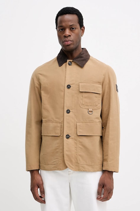 Бавовняна куртка Tommy Hilfiger колір бежевий демісезонна MW0MW41925