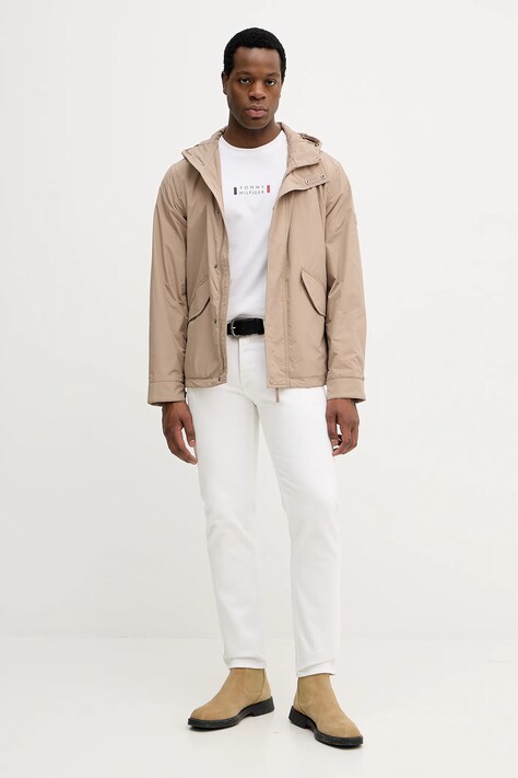 Tommy Hilfiger kurtka kolor beżowy przejściowa MW0MW42563