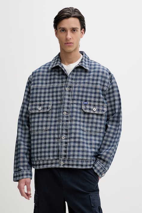 Hugo Blue kurtka jeansowa Nial kolor granatowy przejściowa oversize 50551958