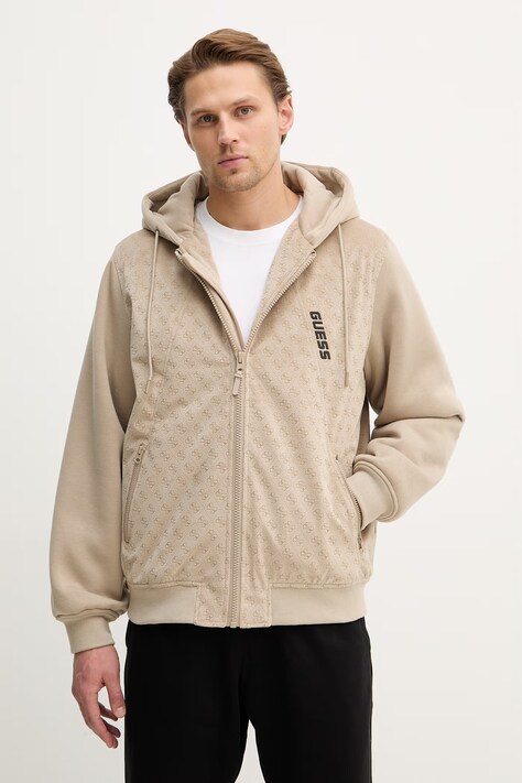 Guess kurtka ELKI kolor beżowy zimowa oversize Z6RL00 KD622