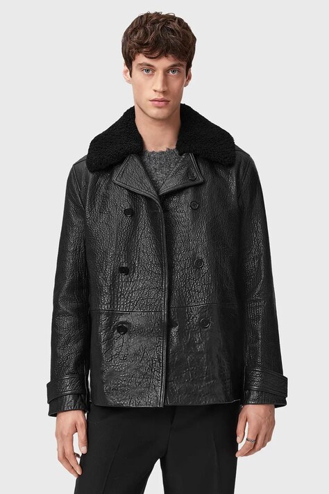 AllSaints kurtka skórzana kolor czarny przejściowa M031LD