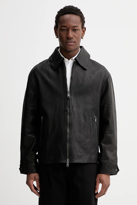AllSaints kurtka skórzana kolor czarny przejściowa M054LD