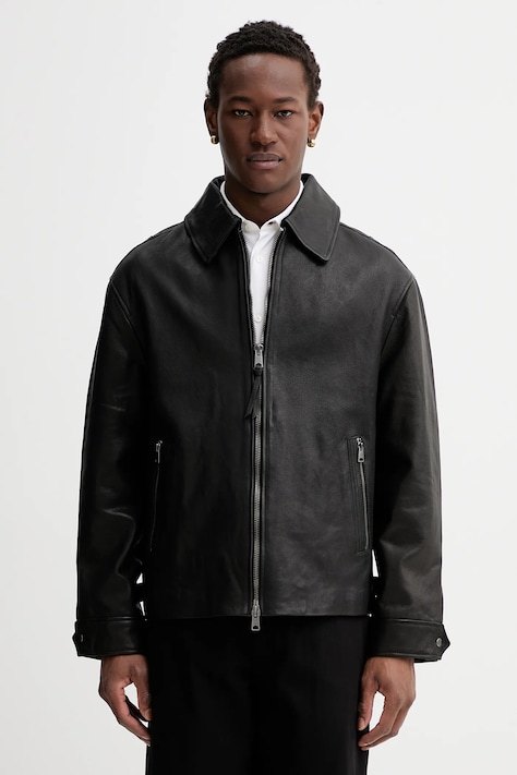 AllSaints kurtka skórzana kolor czarny przejściowa M054LD
