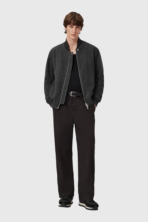 AllSaints kurtka bomber z dodatkiem wełny kolor szary przejściowa M047OD