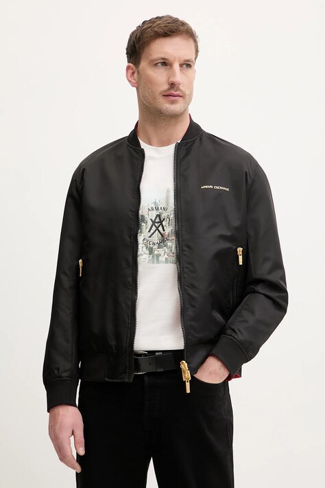 Armani Exchange kurtka bomber dwustronna kolor czarny przejściowa XM002026 AF19828