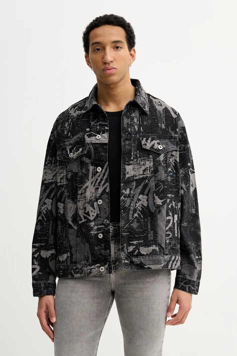 Karl Lagerfeld Jeans kurtka jeansowa kolor czarny przejściowa B1M14033