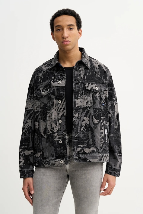 Karl Lagerfeld Jeans kurtka jeansowa kolor czarny przejściowa B1M14033