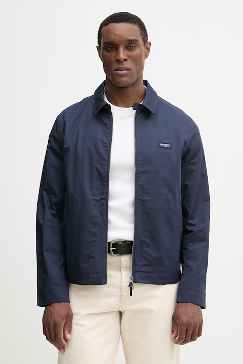 Bavlnená bunda Hackett London tmavomodrá farba, prechodná, HM4000153