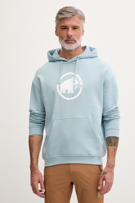 Mammut bluza z kapturem męska bawełniana turkusowa 1014.07410