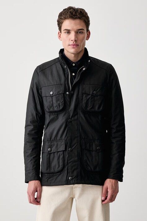 Barbour Kurtka przejściowa męska woskowana Corbridge czarna MWX0340