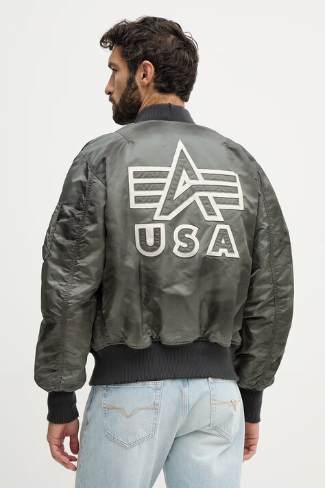 Alpha Industries kurtka bomber MA-1 Distressed kolor zielony przejściowa 258128