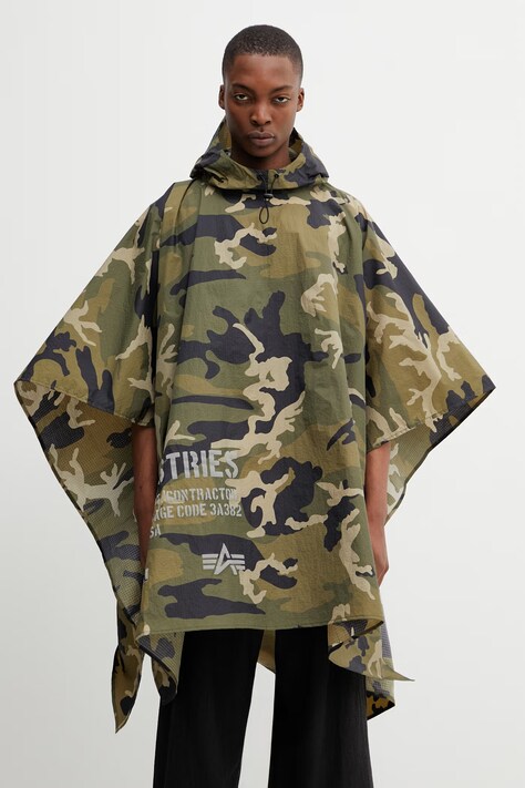 Alpha Industries Packable Rain Cape kurtka przeciwdeszczowa męska zielona 266117