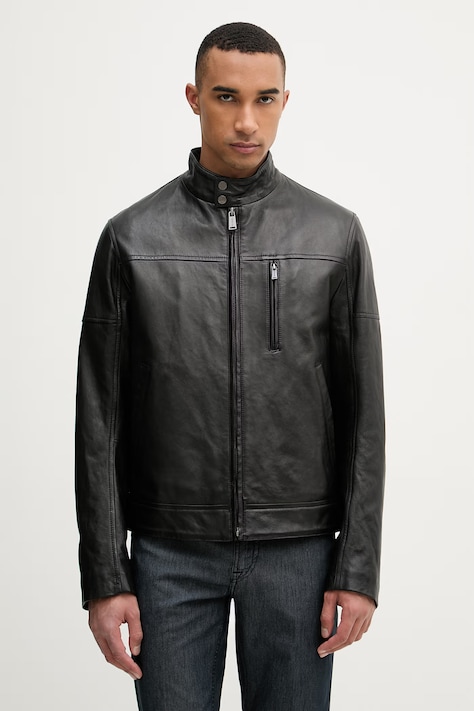 Trussardi демисезонная куртка мужская кожаная чёрная R301M000054N