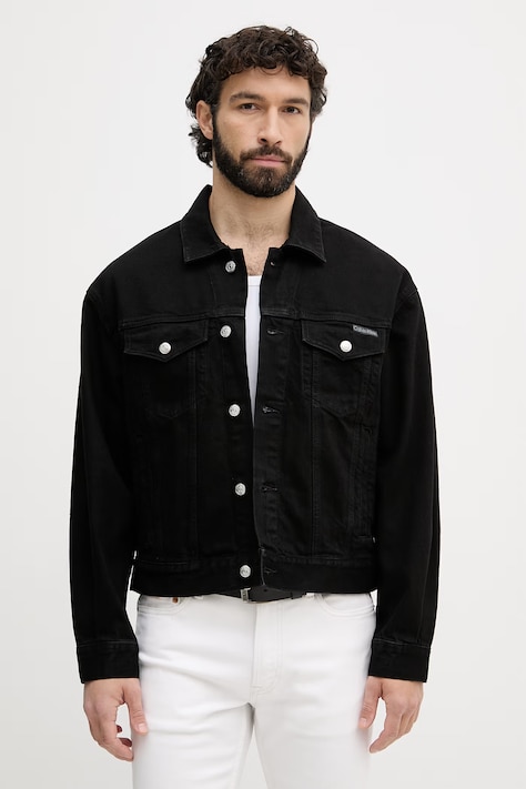 Calvin Klein Jeans prechodná bunda pánska rifľová čierna LV04RF706G