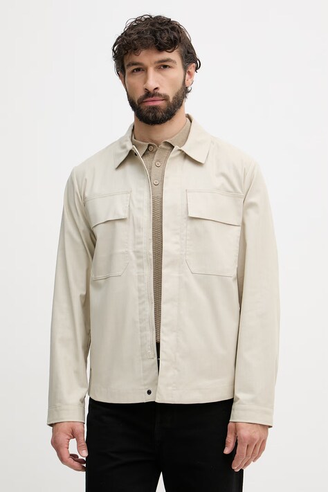 United Colors of Benetton kurtka przejściowa męska z dodatkiem lnu beżowa 2ITGUN074