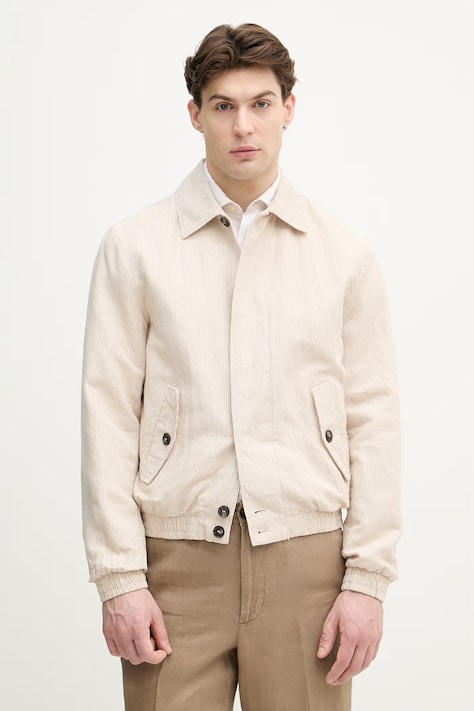 United Colors of Benetton přechodová bunda pánská se lnem béžová 2YQSUN073