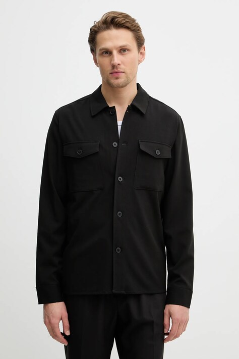 Lindbergh koszula męska kolor czarny relaxed z kołnierzykiem klasycznym 30.305044