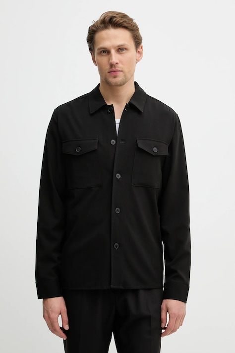 Lindbergh koszula męska kolor czarny relaxed z kołnierzykiem klasycznym 30.305044