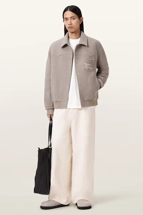 AllSaints bomberka męska wełniana ROYCE beżowa M013OE