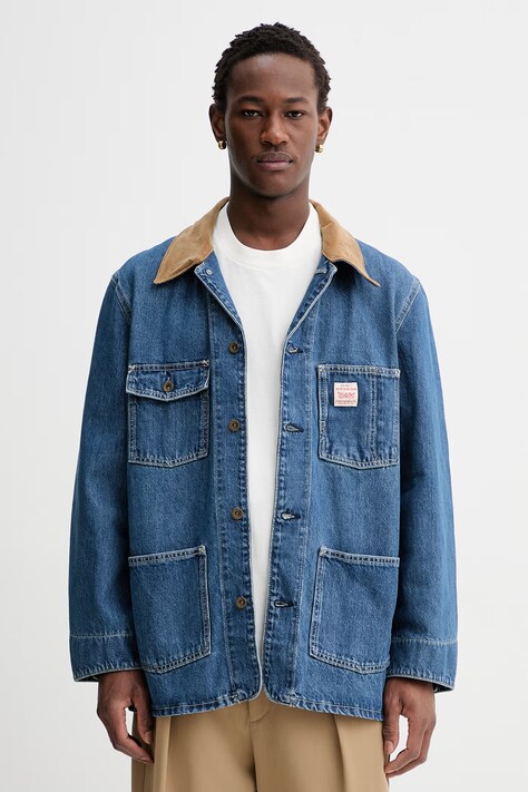 Levi's kurtka jeansowa UPDATED TO BROADWAY x WORKWEAR kolor niebieski przejściowa oversize 003B0-0003