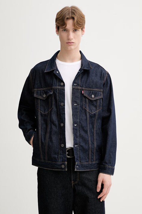 Levi's kurtka jeansowa RELAXED FIT kolor granatowy przejściowa A5782-0083