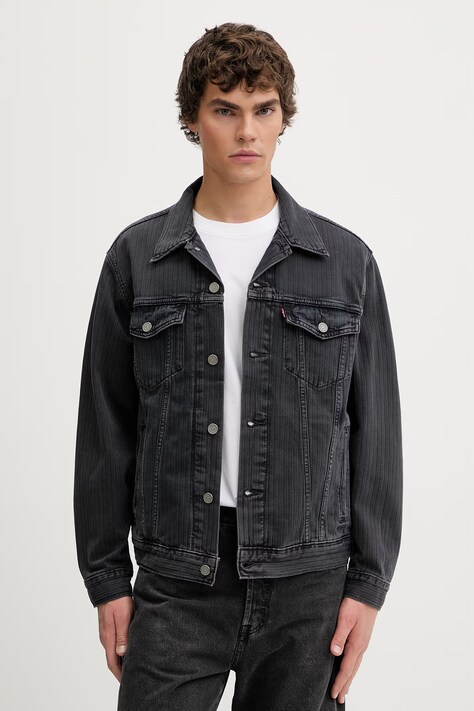 Džínová bunda Levi's RELAXED FIT černá barva, přechodná, A5782-0086