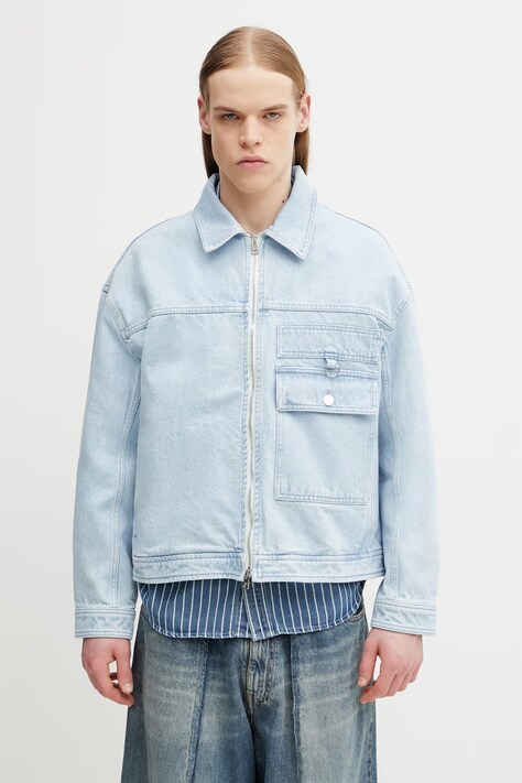 Maison Kitsuné kurtka jeansowa męska niebieska QM02106WD4022