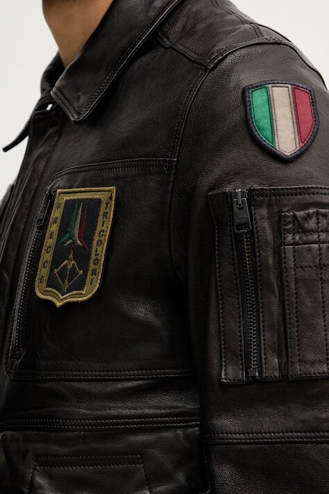 Aeronautica Militare kurtka skórzana kolor brązowy przejściowa PN5058U100839