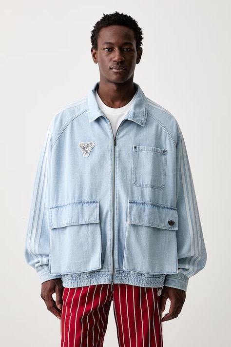 adidas Originals τζιν μπουφάν ανδρικό βαμβακερό μπλε KX4824