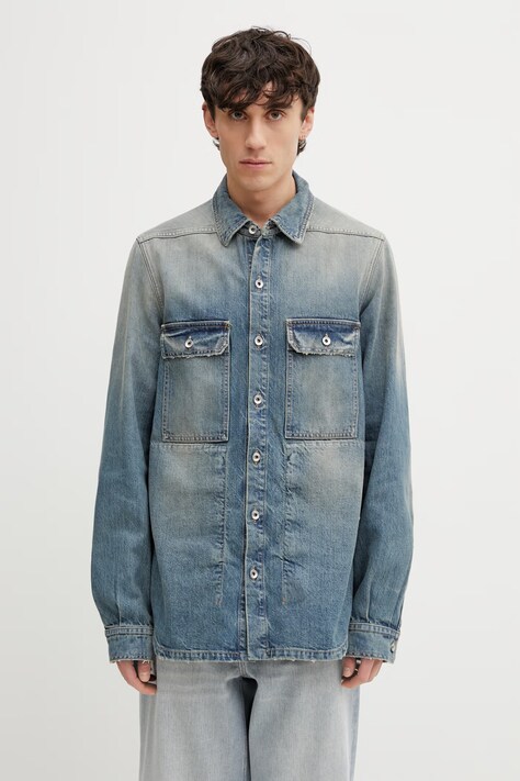 Rick Owens DRKSHDW kurtka jeansowa męska niebieska DU01F4755.DWB