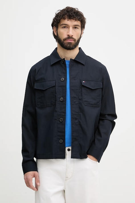 Tommy Hilfiger μεταβατικό μπουφάν ανδρικό με βαμβάκι σκούρο μπλε MW0MW38712
