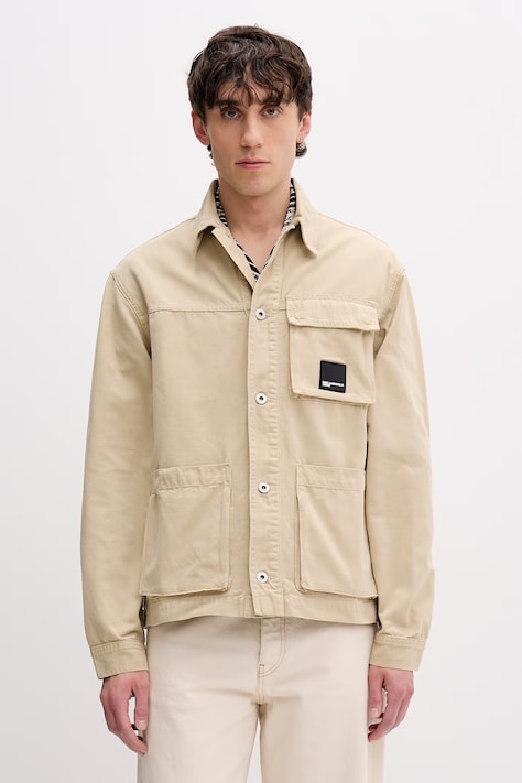 Karl Lagerfeld Jeans krátká bunda pánská bavlněná béžová B2M14042