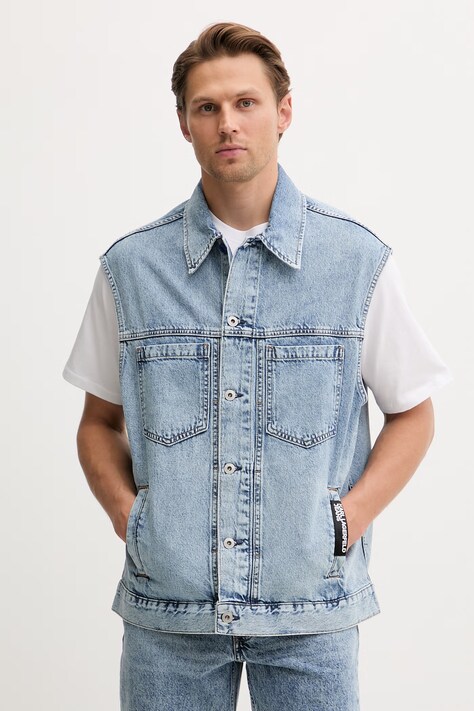 Karl Lagerfeld Jeans bezrękawnik męski jeansowy niebieski B2M14024