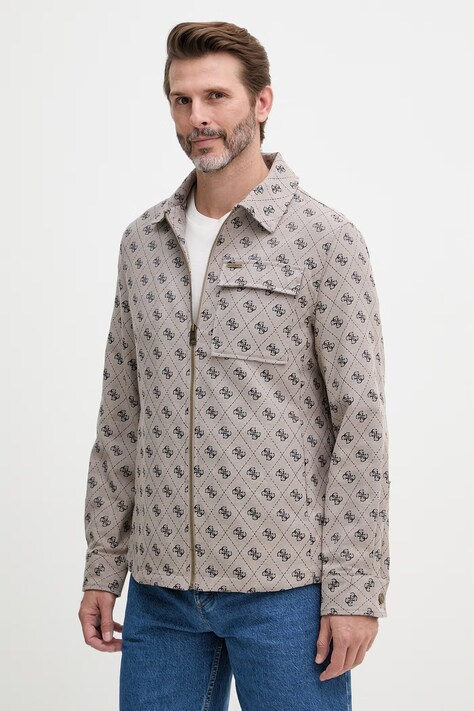 Guess kurtka męska z bawełną brązowa M6GL05 W1661