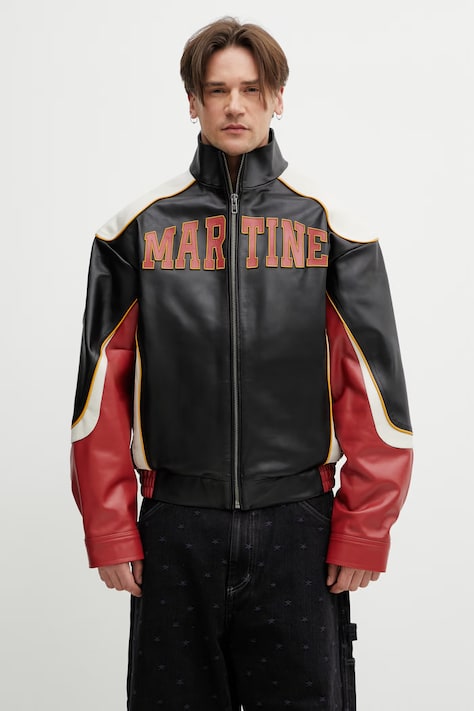 Martine Rose Superbowl kurtka przejściowa skórzana męska czarna 571LP28068